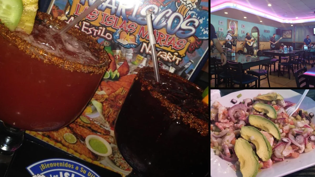 Mexican restaurant interior with simple table service.