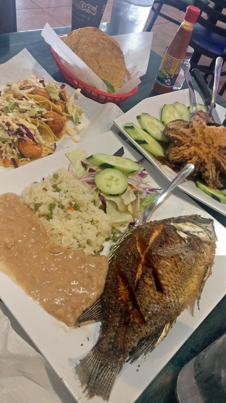 Menu page showing seafood plates and small bites.